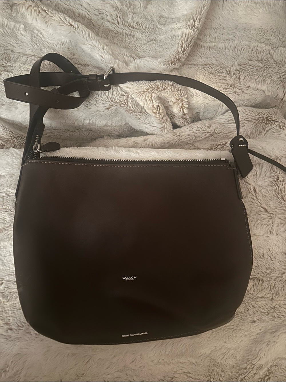 Coach Mott 33 Maple Leather Shoulder Bag with Silver Hardware